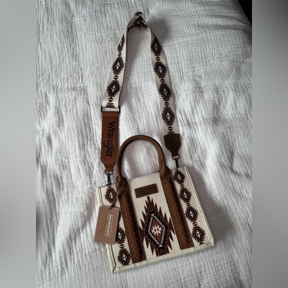 Wrangler western print tote bag structured purse brown tan country girl - Picture 11 of 11